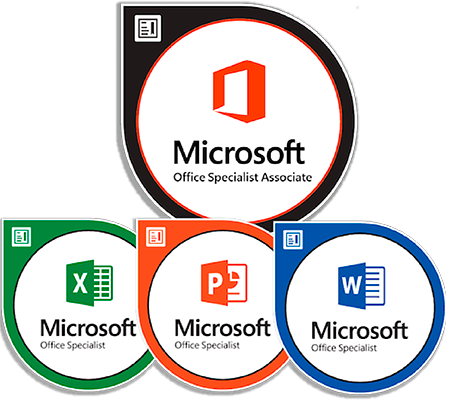 collection of industry certifications for microsoft office, word, power point, excel