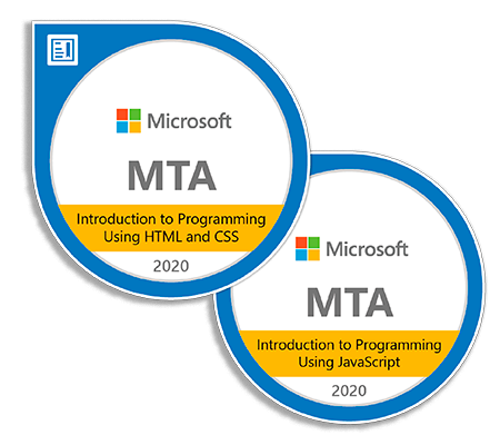 collection of professional certifications for html, css, and javascript